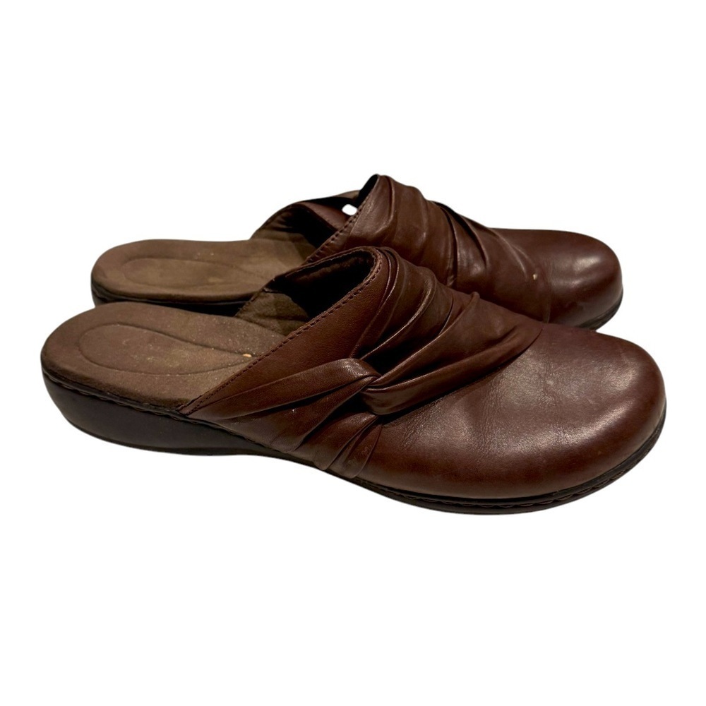 Clarks Leisa Slip On Slide Shoes Women 9.5 Women’s Dark Chocolate Brown